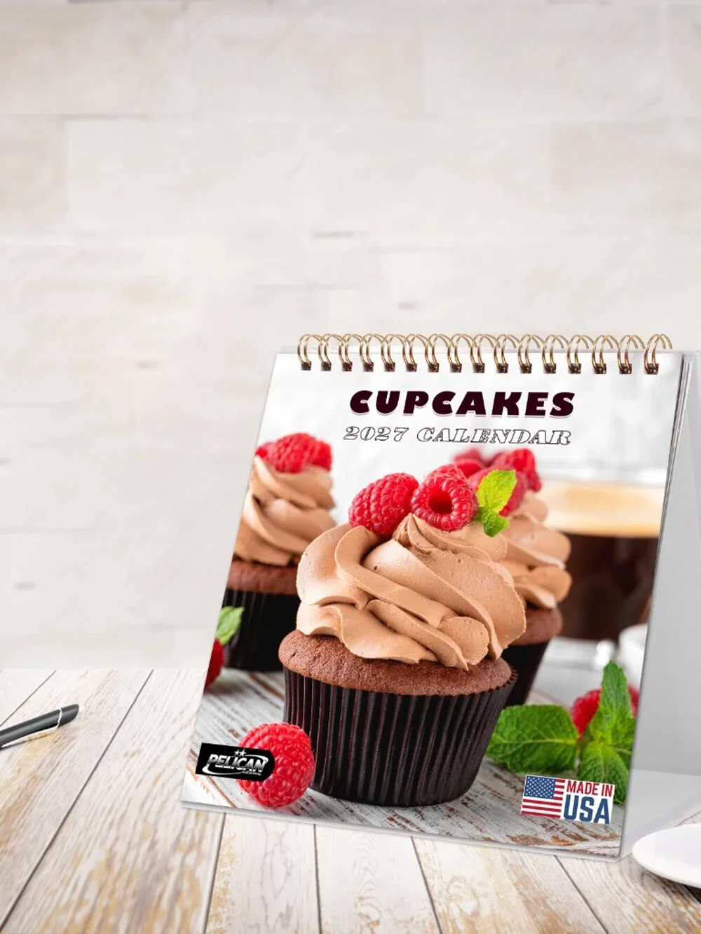 2027-12 Months Desk Calendar Desktop Planner with To-Do List (Cupcakes)